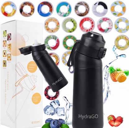 Botella HydraGO 700ml + 3 aropods de REGALO negra